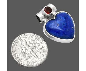 Heart - Lapis Lazuli and Garnet Pendant SDP152231 P-1300, 15x15 mm