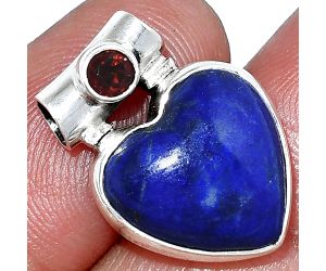 Heart - Lapis Lazuli and Garnet Pendant SDP152232 P-1300, 15x15 mm