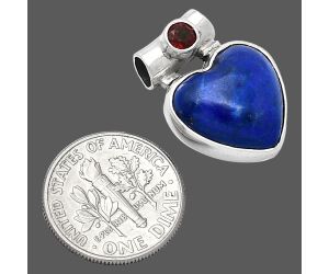 Heart - Lapis Lazuli and Garnet Pendant SDP152232 P-1300, 15x15 mm