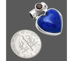 Heart - Lapis Lazuli and Garnet Pendant SDP152234 P-1300, 15x15 mm