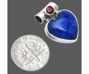 Heart - Lapis Lazuli and Garnet Pendant SDP152235 P-1300, 15x15 mm