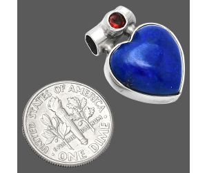 Heart - Lapis Lazuli and Garnet Pendant SDP152236 P-1300, 15x15 mm