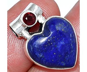 Heart - Lapis Lazuli and Garnet Pendant SDP152238 P-1300, 15x15 mm