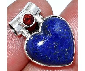 Heart - Lapis Lazuli and Garnet Pendant SDP152240 P-1300, 15x15 mm