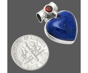 Heart - Lapis Lazuli and Garnet Pendant SDP152240 P-1300, 15x15 mm