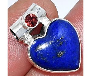 Heart - Lapis Lazuli and Garnet Pendant SDP152242 P-1300, 15x15 mm