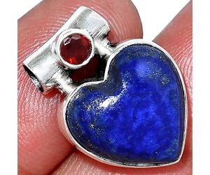 Heart - Lapis Lazuli and Garnet Pendant SDP152243 P-1300, 15x15 mm
