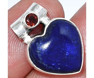 Heart - Lapis Lazuli and Garnet Pendant SDP152245 P-1300, 15x15 mm