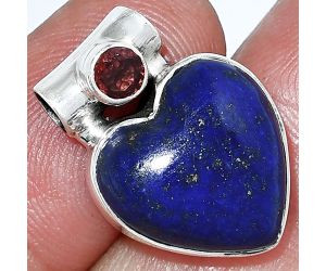 Heart - Lapis Lazuli and Garnet Pendant SDP152249 P-1300, 15x15 mm