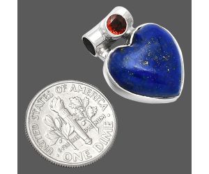 Heart - Lapis Lazuli and Garnet Pendant SDP152249 P-1300, 15x15 mm