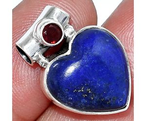 Heart - Lapis Lazuli and Garnet Pendant SDP152251 P-1300, 15x15 mm