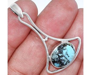 Lucky Charm Tibetan Turquoise Pendant SDP152417 P-1574, 10x14 mm