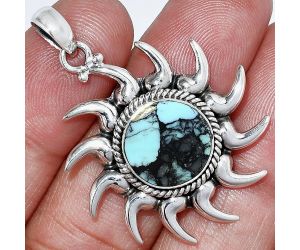 Sun - Lucky Charm Tibetan Turquoise Pendant SDP152522 P-1264, 13x13 mm