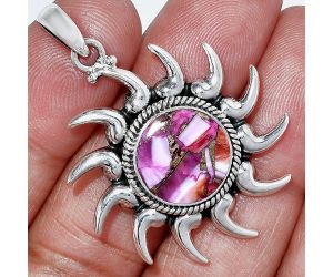 Sun - Kingman Pink Dahlia Turquoise Pendant SDP152538 P-1264, 13x13 mm