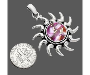 Sun - Kingman Pink Dahlia Turquoise Pendant SDP152538 P-1264, 13x13 mm