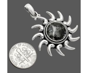 Sun - Mexican Cabbing Fossil Pendant SDP152541 P-1264, 13x13 mm