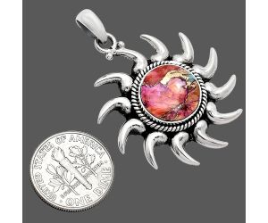 Sun - Kingman Orange Dahlia Turquoise Pendant SDP152546 P-1264, 13x13 mm