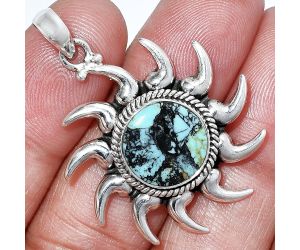 Sun - Lucky Charm Tibetan Turquoise Pendant SDP152554 P-1264, 13x13 mm