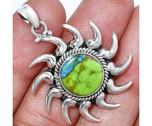 Sun - Blue Turquoise In Green Mohave Pendant SDP152565 P-1264, 12x12 mm