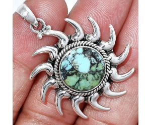 Sun - Lucky Charm Tibetan Turquoise Pendant SDP152567 P-1264, 14x14 mm