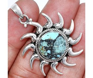 Sun - Lucky Charm Tibetan Turquoise Pendant SDP152575 P-1264, 14x14 mm