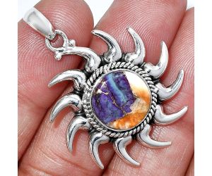 Sun - Spiny Oyster Turquoise Pendant SDP152577 P-1264, 13x13 mm