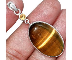 Tiger Eye and Citrine Pendant SDP152591 P-1098, 18x28 mm