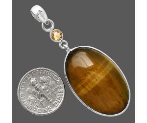 Tiger Eye and Citrine Pendant SDP152591 P-1098, 18x28 mm