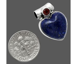 Heart - Lapis Lazuli and Garnet Pendant SDP152604 P-1300, 15x15 mm