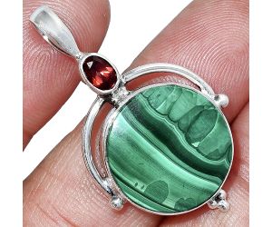 Malachite Eye and Garnet Pendant SDP152606 P-1175, 18x18 mm