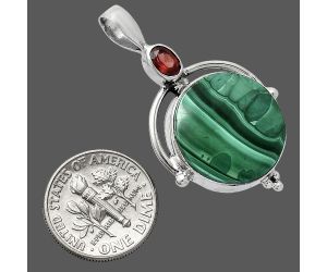 Malachite Eye and Garnet Pendant SDP152606 P-1175, 18x18 mm