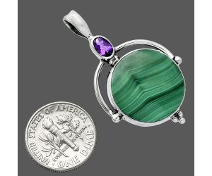 Malachite Eye and Amethyst Pendant SDP152609 P-1175, 18x18 mm