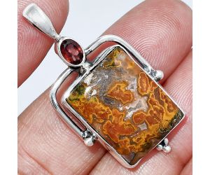 Rare Cady Mountain Agate and Garnet Pendant SDP152613 P-1175, 16x20 mm