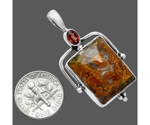 Rare Cady Mountain Agate and Garnet Pendant SDP152613 P-1175, 16x20 mm