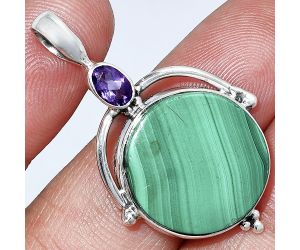 Malachite Eye and Amethyst Pendant SDP152614 P-1175, 19x19 mm