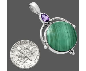 Malachite Eye and Amethyst Pendant SDP152614 P-1175, 19x19 mm