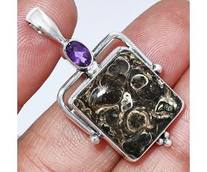 Turtella Jasper and Amethyst Pendant SDP152630 P-1175, 16x17 mm