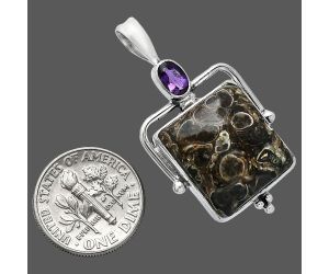 Turtella Jasper and Amethyst Pendant SDP152630 P-1175, 16x17 mm