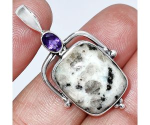 Sesame Jasper and Amethyst Pendant SDP152633 P-1175, 15x18 mm