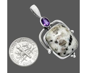 Sesame Jasper and Amethyst Pendant SDP152633 P-1175, 15x18 mm