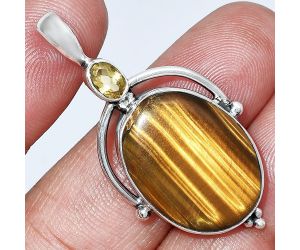 Tiger Eye and Citrine Pendant SDP152636 P-1175, 17x22 mm