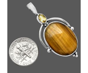 Tiger Eye and Citrine Pendant SDP152636 P-1175, 17x22 mm