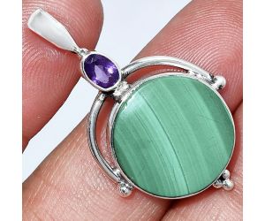 Malachite Eye and Amethyst Pendant SDP152641 P-1175, 18x18 mm