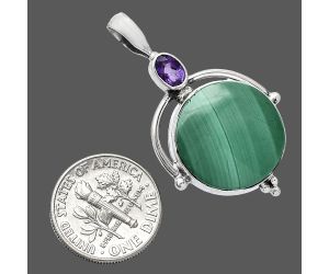 Malachite Eye and Amethyst Pendant SDP152641 P-1175, 18x18 mm