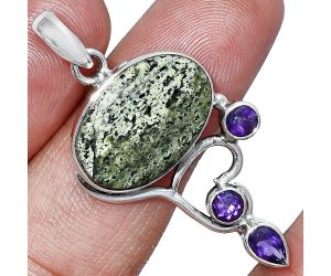 Natural Chrysotile and Amethyst Pendant SDP152654 P-1293, 13x19 mm