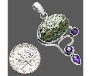 Natural Chrysotile and Amethyst Pendant SDP152654 P-1293, 13x19 mm