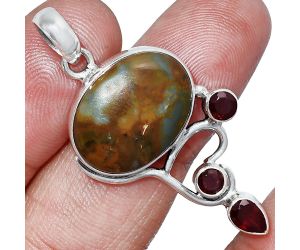 Polygram Jasper and Garnet Pendant SDP152666 P-1293, 14x19 mm