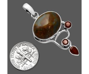 Polygram Jasper and Garnet Pendant SDP152666 P-1293, 14x19 mm