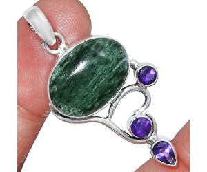 Green Aventurine and Amethyst Pendant SDP152672 P-1293, 13x18 mm