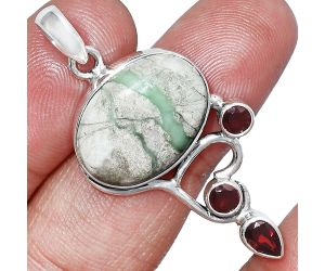 Utah Variscite and Garnet Pendant SDP152677 P-1293, 14x19 mm